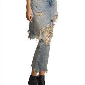 R3 Jeans Blue Distressed Skirt Overlay 